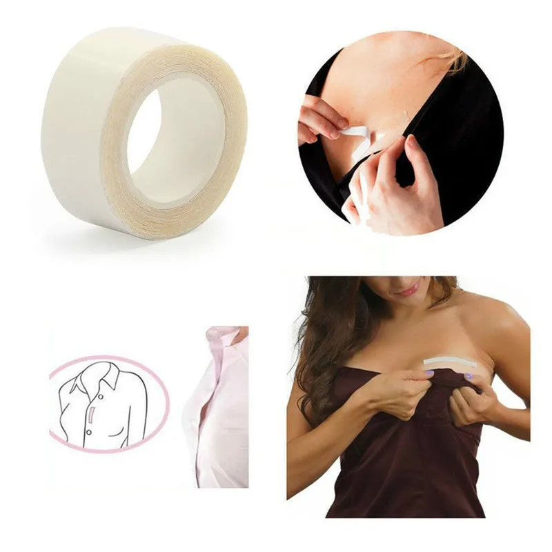 5M Waterproof Dress Cloth Tape Double-sided Secret Body Adhesive Breast Bra Strip Safe Transparent Clear Lingerie Tape