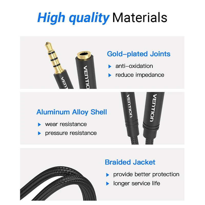 Vention Jack 3.5 mm Audio Extension Cable Male to Female Headphone Extension Cable for Huawei P20 lite Stereo 3.5mm AUX Cable