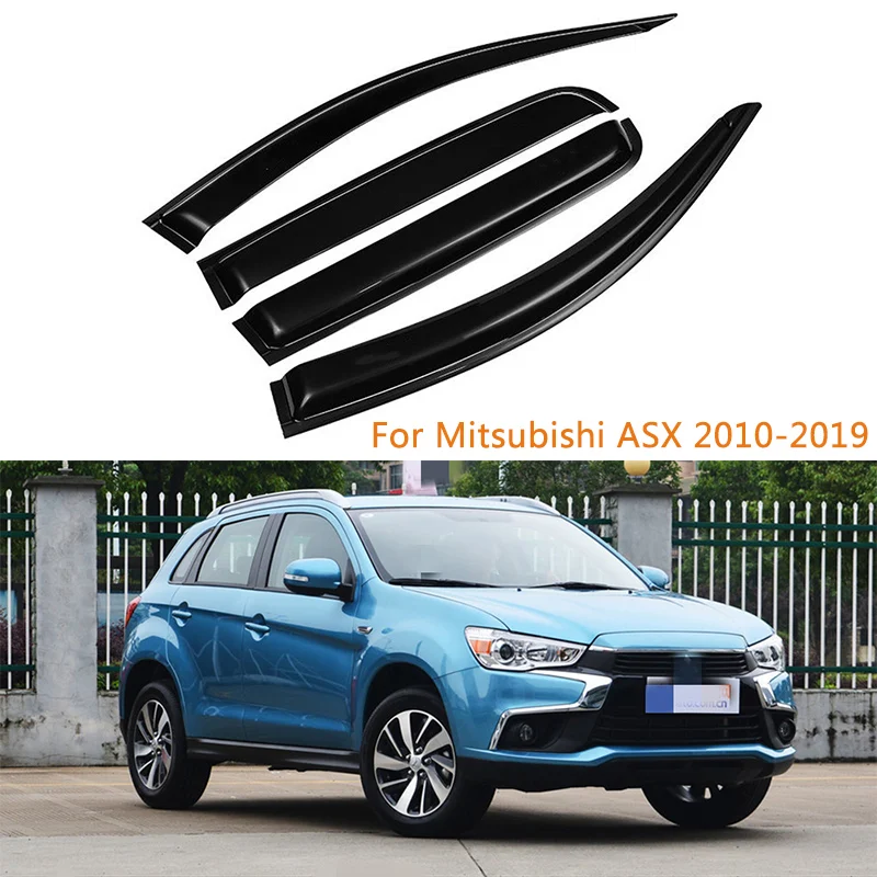 Car Side Window Deflector For Mitsubishi ASX 2010 - 2019 Black Window Shield Wind Sun Rain Smoke Guards Vent Awnings Shelters