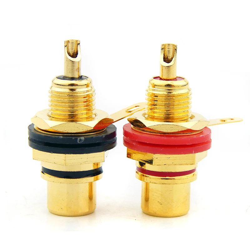 2 шт. аудио усилитель RCA сигнальная линия разъем адаптер RCA головка лотоса медь позолоченный RCA разъем