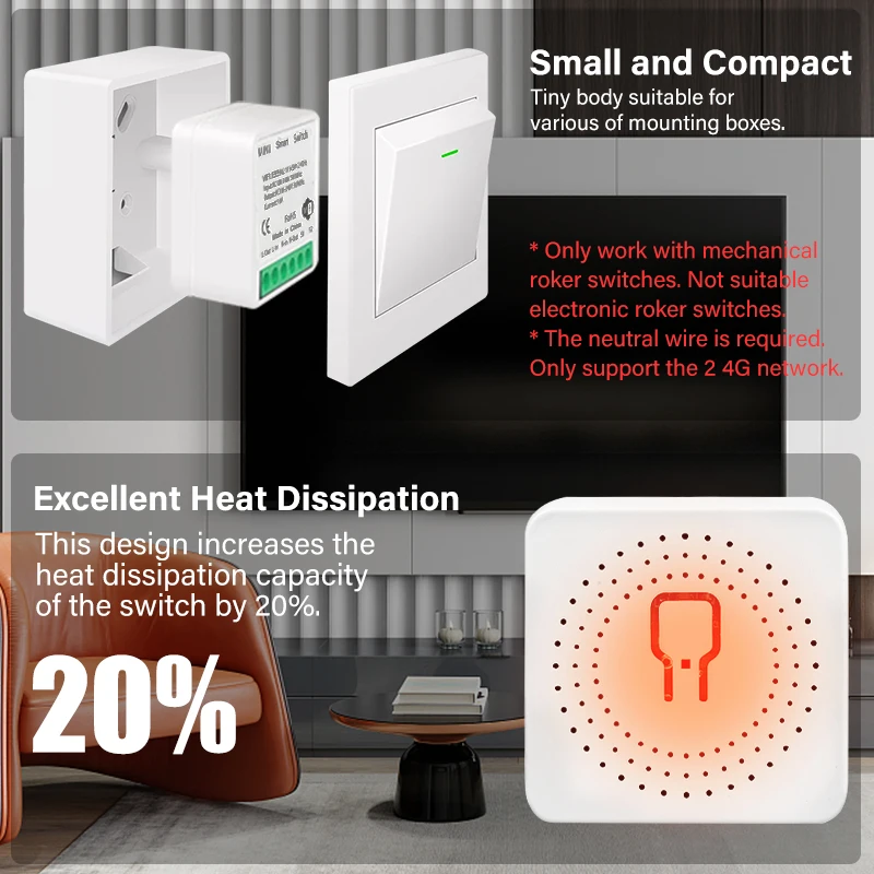 16A Tuya Zigbee3.0/WiFi Mini Smart Switch 2 Way Remote Control Home Automation Module Via Alexa Google Home Alice Smart Life App