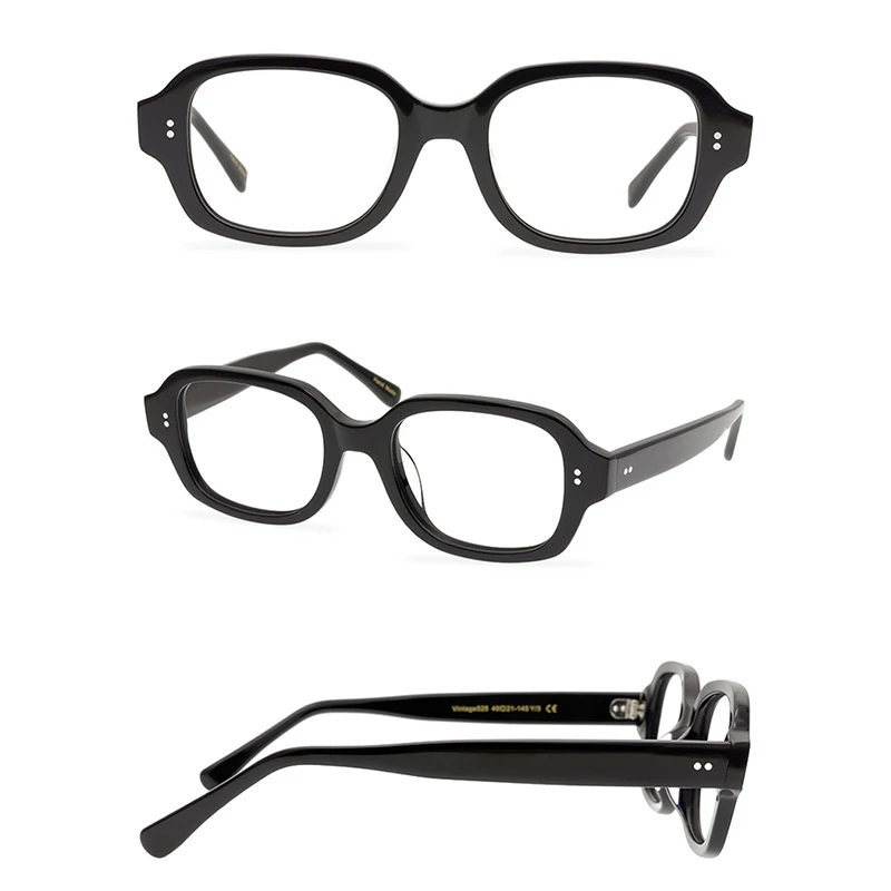 

Belight Optical New Arrival Fancy Vintage Retro Acetate with Rivet Square Shape Spectacle Frame Precription Lens Eyeglasses 525