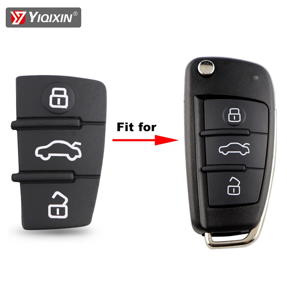 YIQIXIN 3 Button Remote Car Key Shell Cover Rubber Pad Repair Skin For Audi TT A3 A8 A2 A4 A5 A6 A6L S LINE RS S1 S3 S4 S5 Q3 Q5