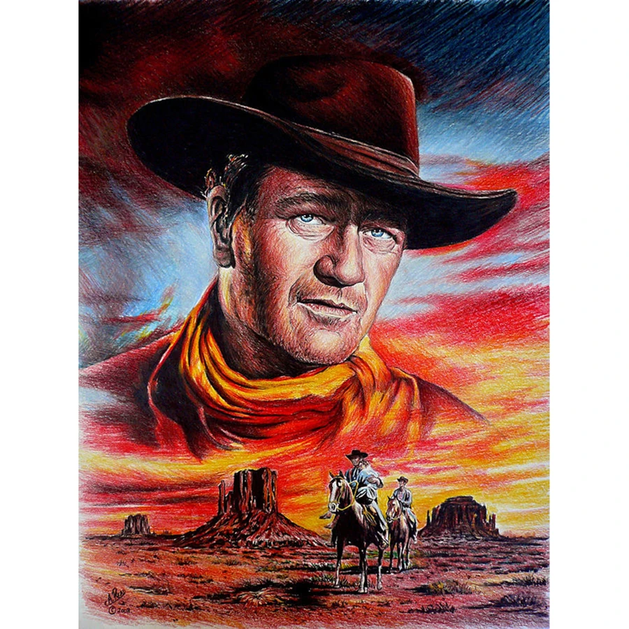 Full Square Diamond Mosaic Embroidery Cross Stitch Cowboy John Wayne Diy 5D Diamond Painting Home Decoration Handmade Gift