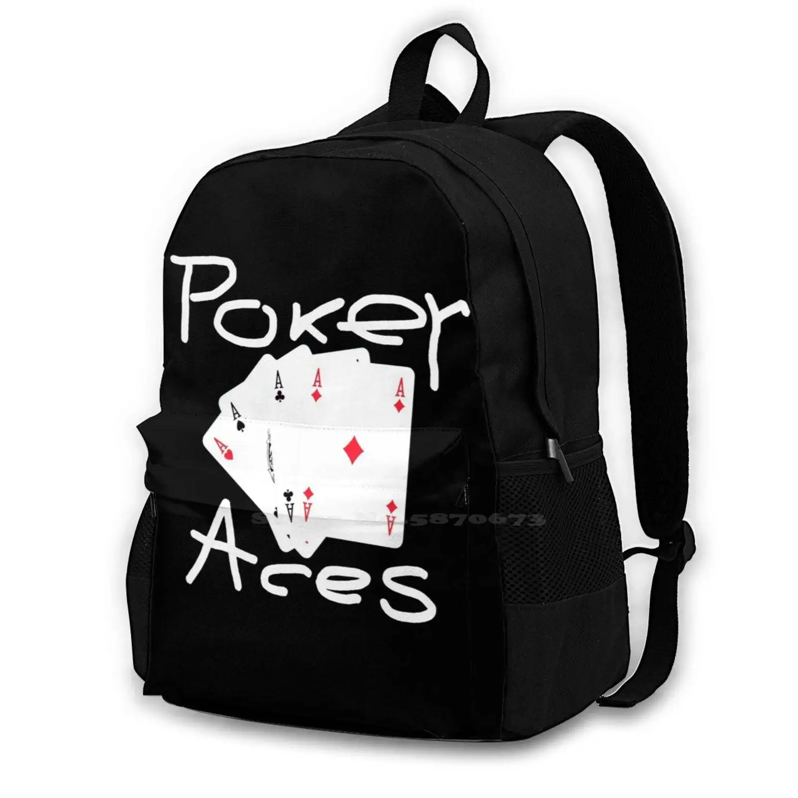 Illustration With Four Aces School Bag Big Capacity Backpack Laptop 15 Inch Symbol Four Black Gamble Ace Win Game Background