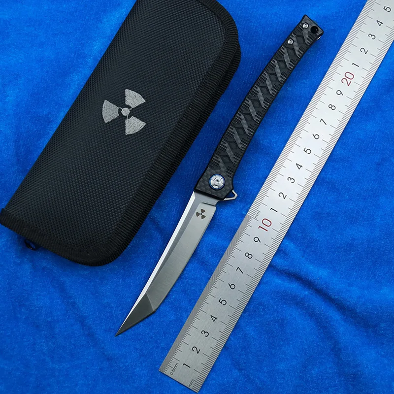 

JR3406 Flipper D2 steel blade carbon fiber + steel handle outdoor hunting pocket kitchen fruit folding knife EDC tool
