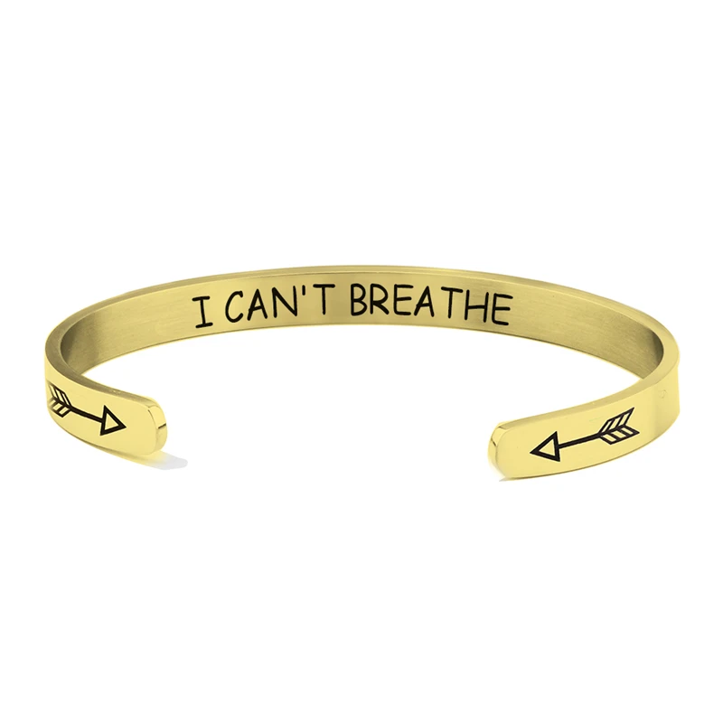 2020 U.S. Protests Black Lives Matter Cuff Bangle Fashion I Can Not Breathe Stainless Steel Bracelet Jewelry