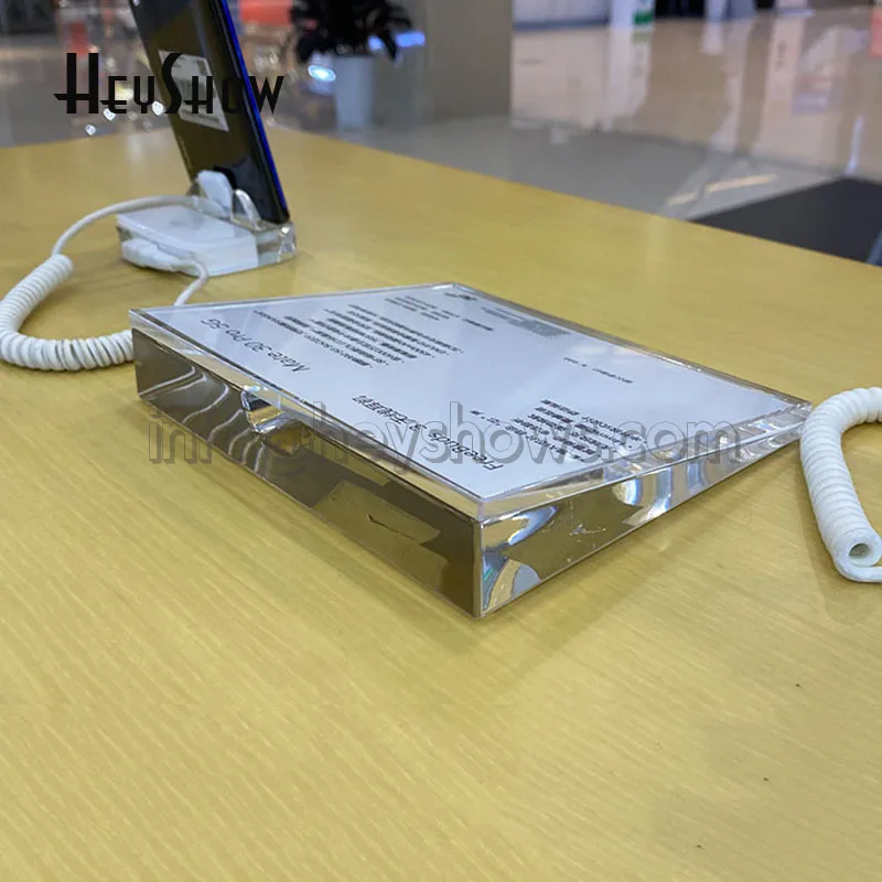 Acrylic Price Tag Holder, Transparent Sign Base, Huawei Label Display Stand, Mobile Phone, Retail Shop or Supermarket on Desk