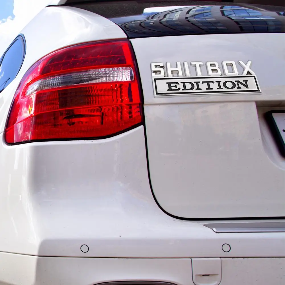 1x3D Car Shitbox Edition Badge Strong Adhesive Shitbox Stickers Universal Vehicle Sticker Decal Car Tail Side Emblem Accessor