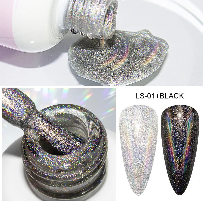 Silver Holographic เล็บเจลทาเล็บ LED/UV เจลสี Glitter Super Golden เลเซอร์เล็บกึ่งถาวร Top