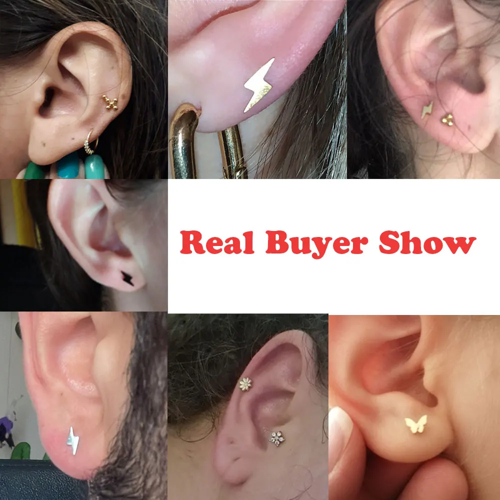 1 pçs de aço inoxidável mini brincos coração estrela lua cruz borboleta cobra helix cartilagem tragus lóbulo orelha piercing jóias