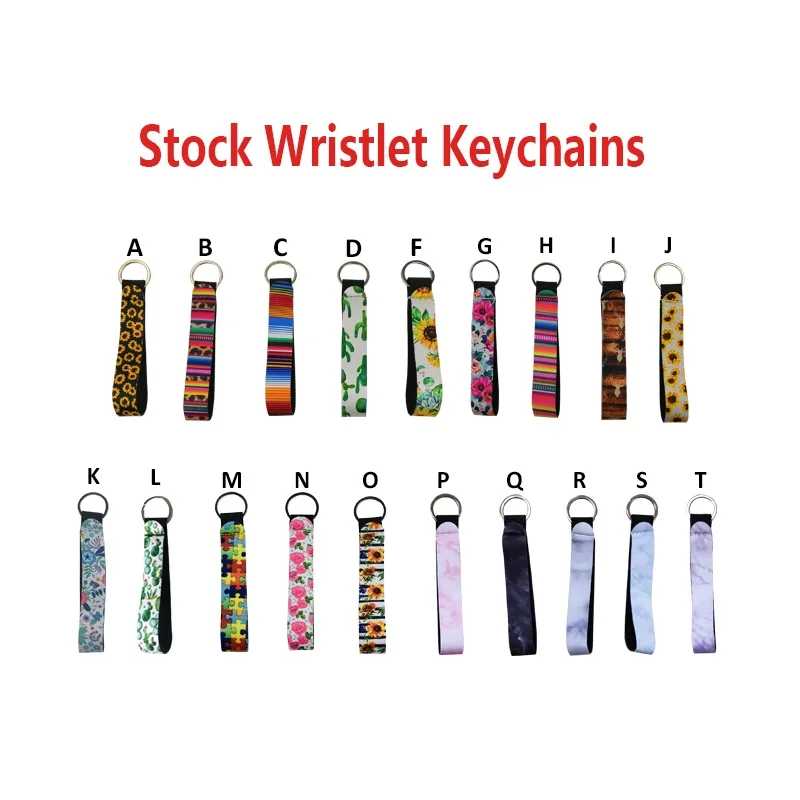 12pcs Cool Neoprene Wristlet Keychain Lanyard Key Tags Chains Key Chain Holder to Match Chapstick Holder Keychain