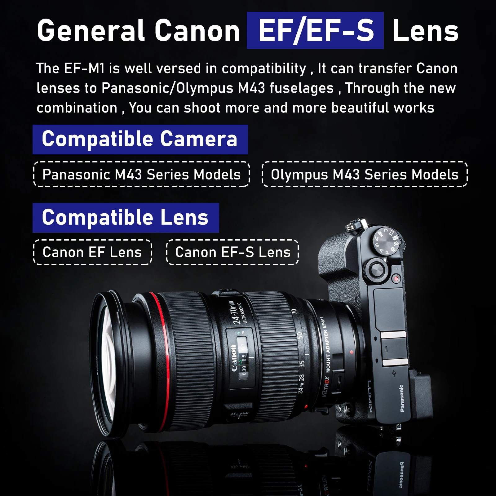 Viltrox EF-M1 M4TF محول العدسة التركيز التلقائي لكانون EF EF-S عدسة إلى M4/3 كاميرا GH5 GH4 GX85 أوليمبوس E-M5 II E-M10 III BMCC 4K