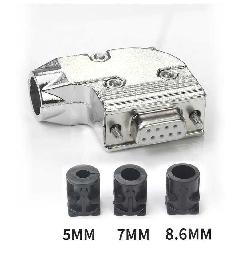 DB9 Steker Laki-laki/Soket Perempuan 90 Derajat Kit Cangkang Logam Tipe L RS232 9 Pin Konektor Port Serial RS485 RS422 COM D-SUB9 Adaptor