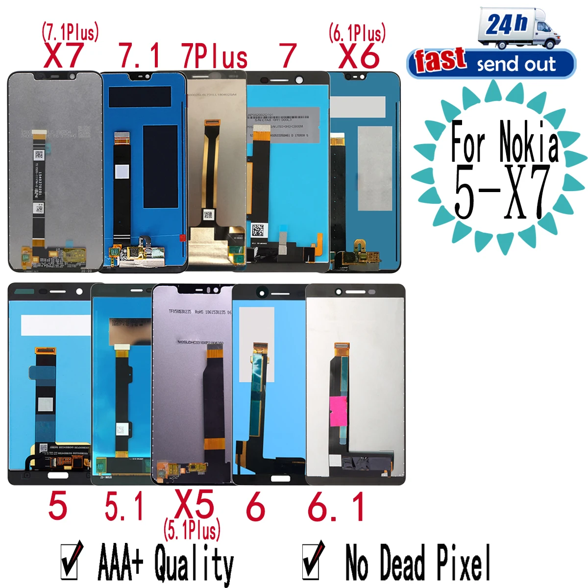 LCD For Nokia 5 5.1 6 6.1 7 7.1 Plus LCD Display Touch Screen Digitizer Assembly Replacement For Nokia X5 X6 X7