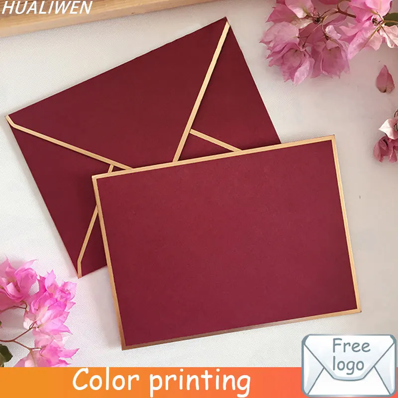 

Exquisite Hot Stamping Retro Red Envelope 250gsm Matte Cardboard 14x19cm Greeting Card Gift Envelope Wedding Invitation Envelope