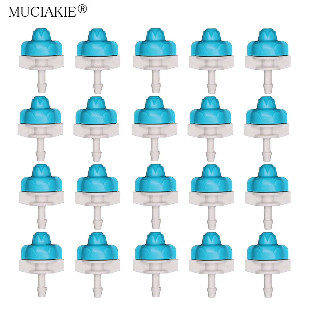 

MUCIAKIE 20PCS 10L/h Misting Nozzles Garden Irrigation Atomization Cooling Sprinklers 1/4'' Barb Spray Dripper 0.8M Radius Water