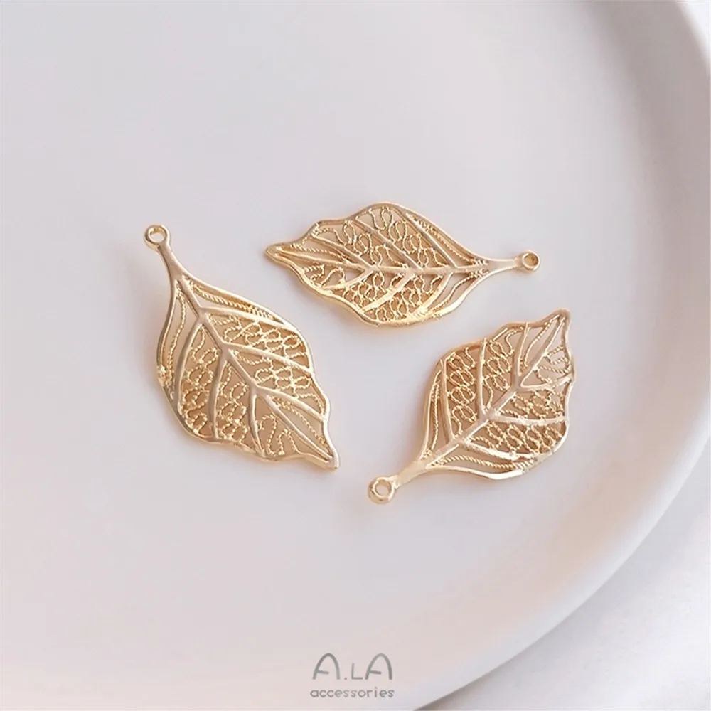 Preserve color 14K gold maple leaf leaf Willow pendant pendant DIY handmade earrings tassel earrings hairpin pendant