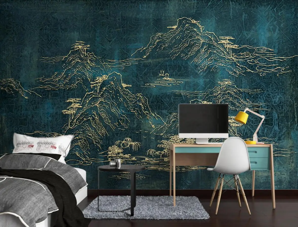 Beibehang niestandardowe złote tłoczone linie światła luksusowe tapety ścienne nowoczesne 3D krajobraz nordycki sofa Mural w tle ściany papieru