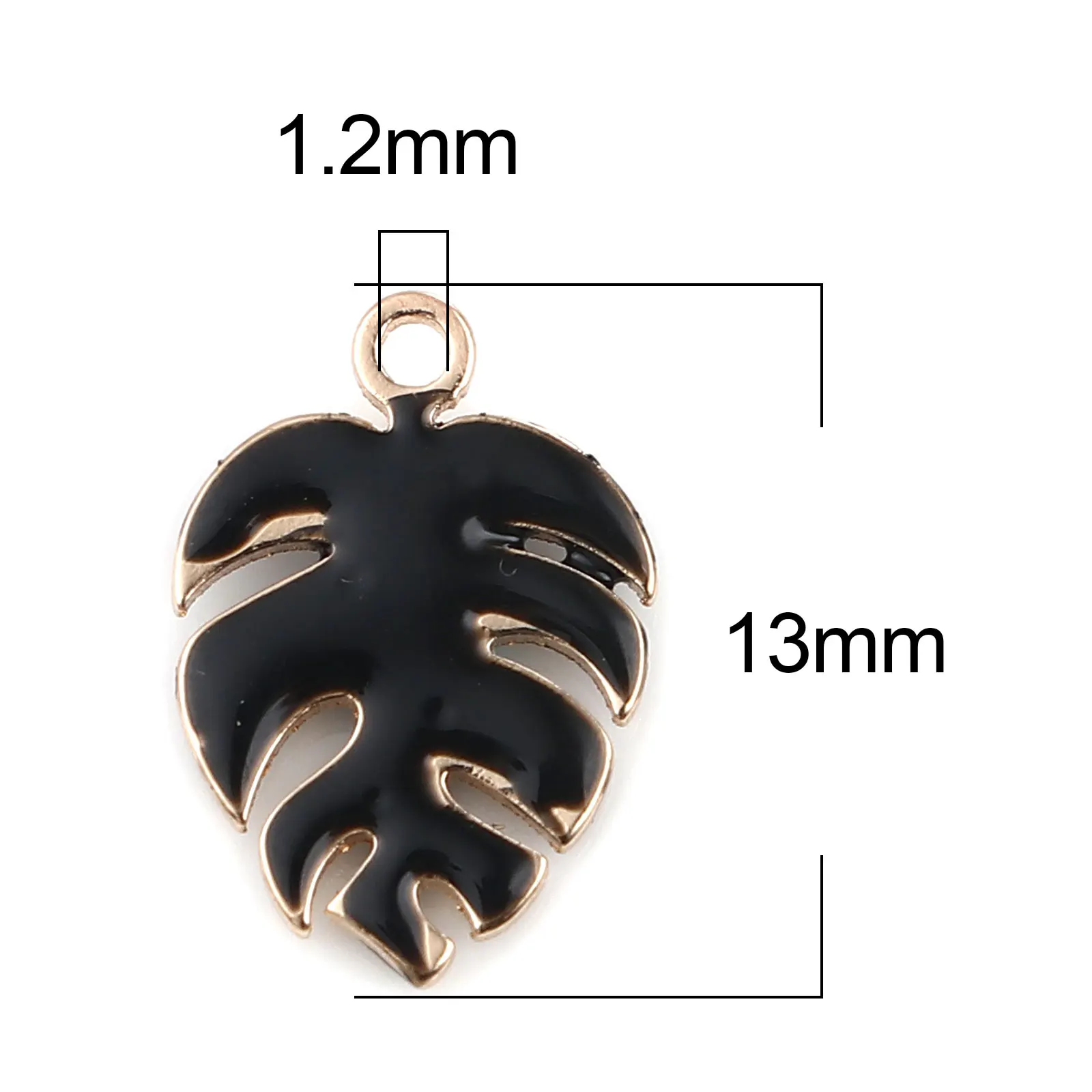 DoreenBeads 5PCs Double Faced Enamel Monstera Charms Copper Enamelled Sequins Plant Leaves Pendant For DIY Jewelry Making 13x9mm