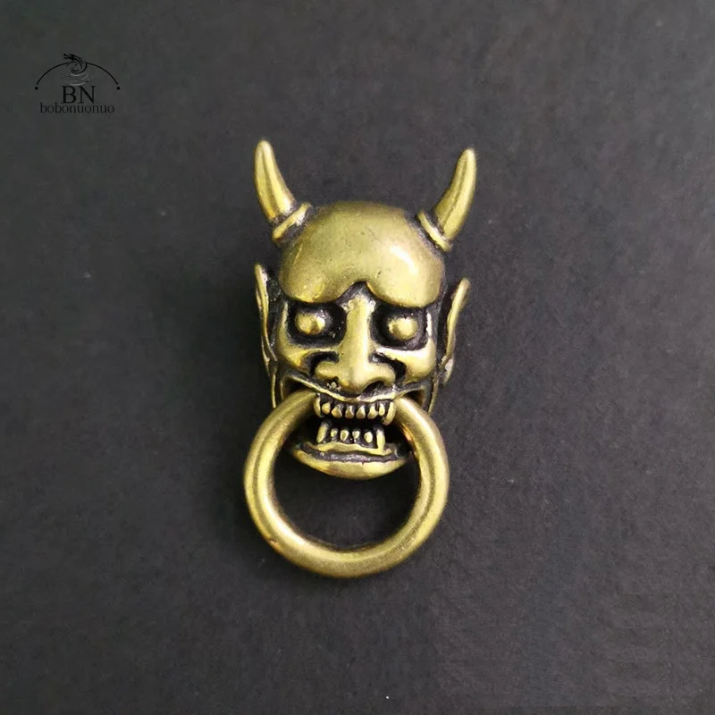 Brass Japanese Ghost Hannya Mask Rivets Connector Decorations Button Vintage DIY Leather Belt Wallet Garment Buckles with Screw