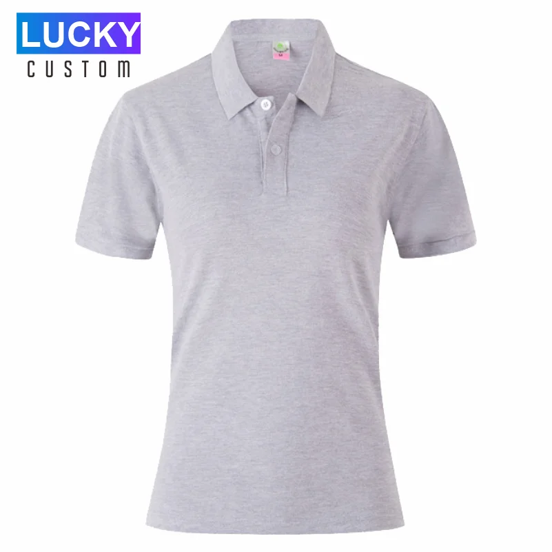 Vrouwen 100% Gekamd Katoen Puur Katoen Korte Mouwen Polo Shirt Custom Gedrukt Borduurwerk Lgoo Effen Kleur Ademend Polo shirt