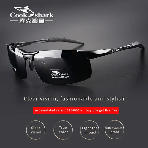 Nuevas gafas de sol de aluminio y magnesio de Cook Shark, gafas de sol para hombre, gafas de color polarizadas HD para conductores, marea
