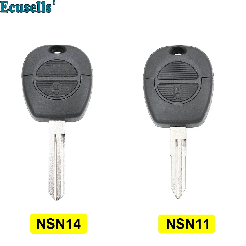 Guscio chiave telecomando a 2 pulsanti per Nissan Almera Maxima Micra Primera Serena Terrano Navara X-trail NSN14 O NSN11 lama non tagliata