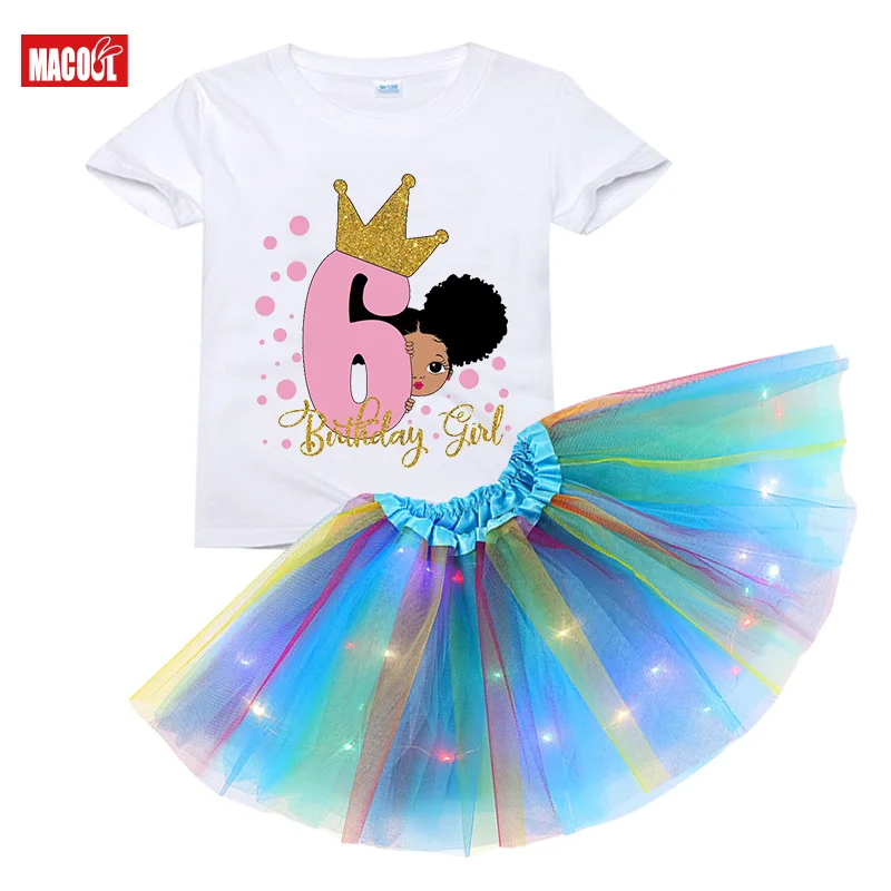 

kids Birthday Tutu Dress Set Princess Dress Girl Kids Dress Set Party Light Birthday Present Christmas Dress Little Girl Costume