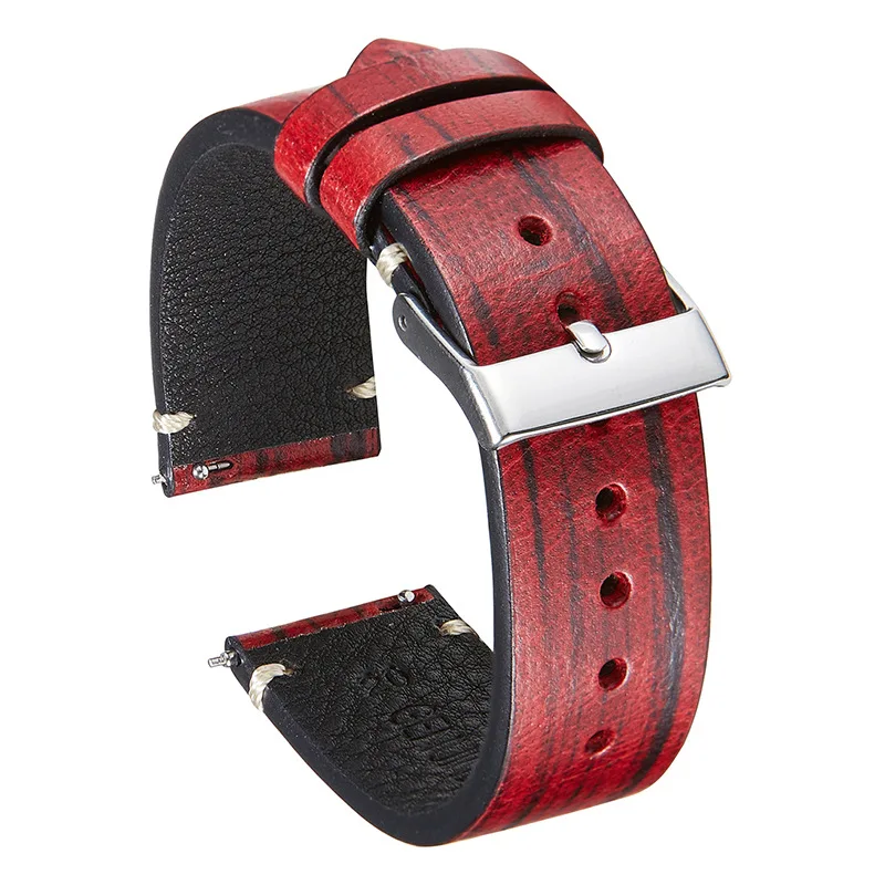 Cowhide watch strap 18mm 20mm 22mm watch band watchbands Color wood grain vintage strap Switch quick release pin UTHAI G31