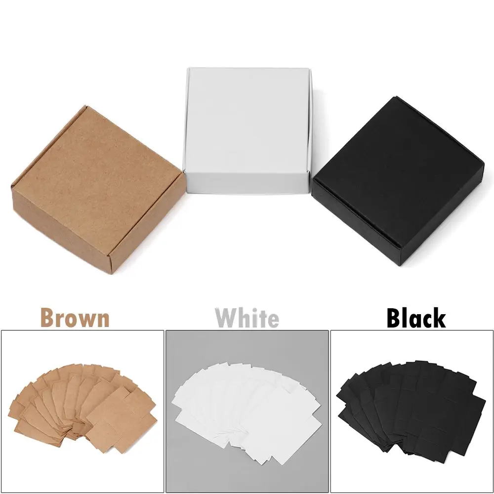 10pcs 9sizes Small Kraft Paper Box Brown Cardboard Handmade Soap Box White Craft Paper Gift Box Black Packaging Jewelry Box