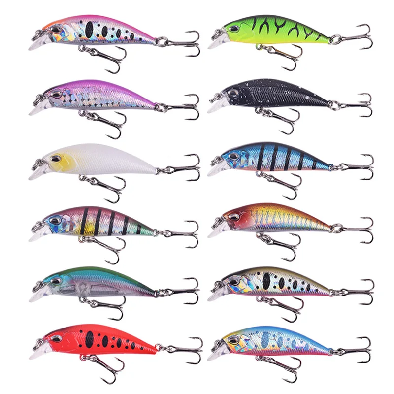 

12pcs/Lot Mixed Colors Fishing Lure Set Mini Floating Minnow Swing Crankbait Crazy Sinking Wobblers Artificial Bionic Crankbait