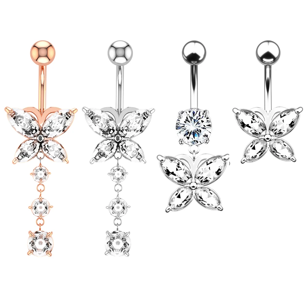 Butterfly Series 14G Navel Piercing Belly Button Rings 316L Steel Earrings Ring Piercing Ombligo Oreja Nombril Sexy Body Jewelry