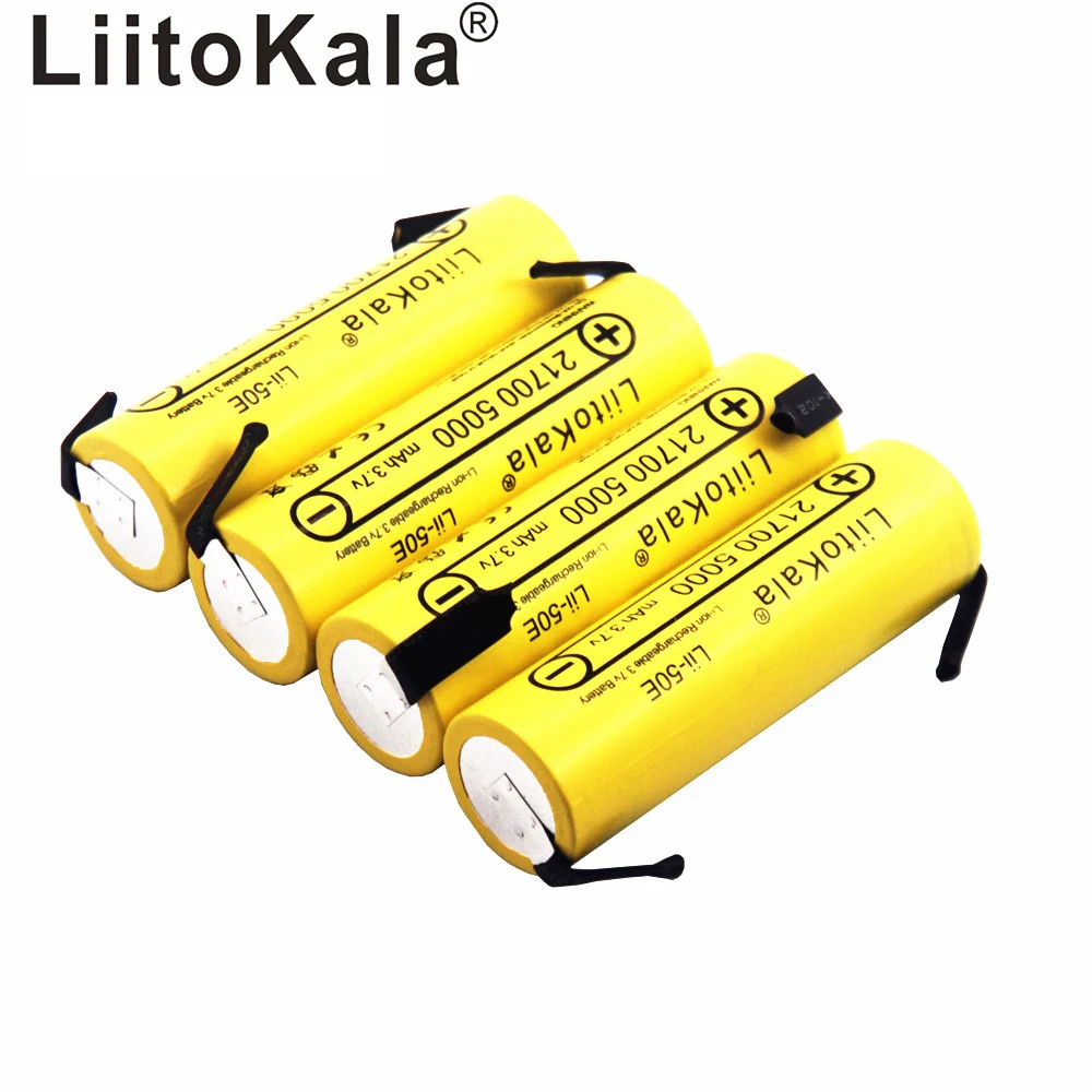 Liitokala Lii-50E 21700 5000 mah li-ni bateria 3.7 v 40a para alta descarga mod/kit 3.7 v 15a moc + diy nicke