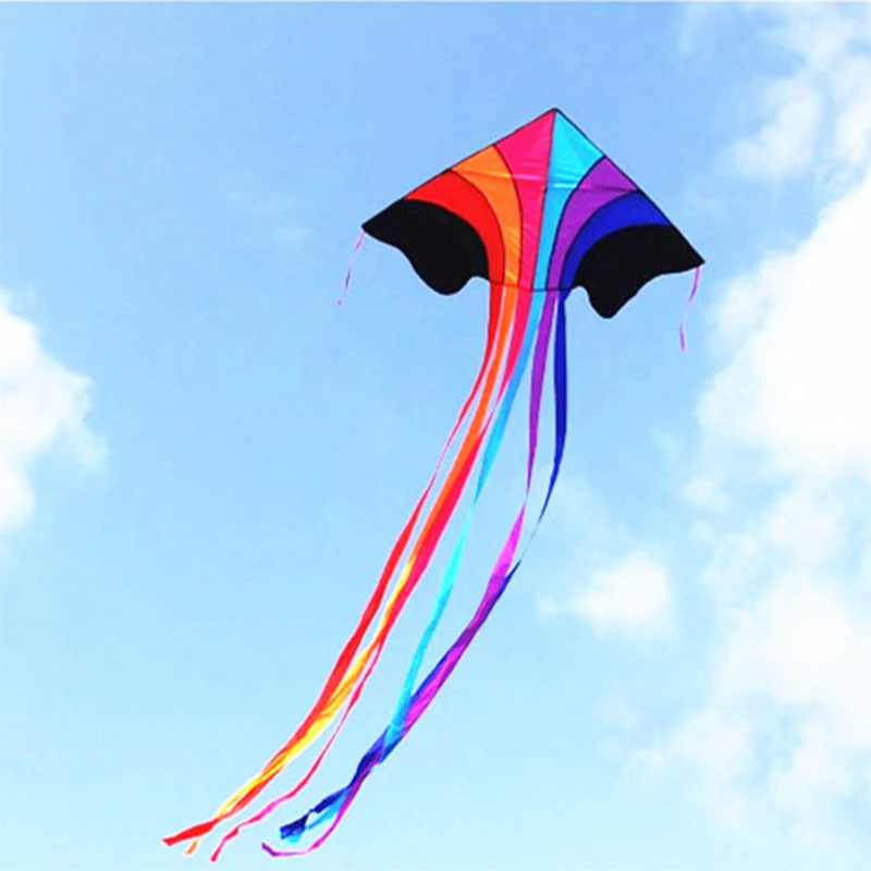 free shipping flying rainbow kite nylon fabric line kids kites factory outdoor toys large kite reel delta kite for adults kites