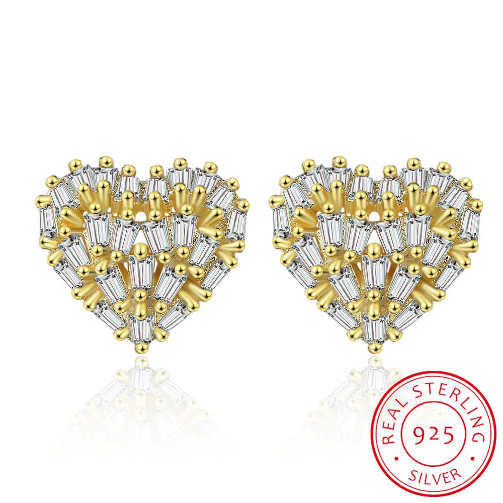 

Ослепительные серьги-гвоздики в форме сердца из искусственного кристалла, серебро 925 пробы, украшения для любимых ушей для женщин, рождественские подарки