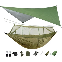 Portable Camping Hammock with Mosquito Net Or  Waterproof Rain Fly Tent Tarp Double Outdoor Lightweight Nylon Hammock