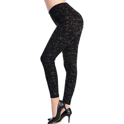 Yrrety Zwarte Leggings Vrouwen Polyester Enkellange Standaard Bloem Broek Elasticiteit Push Up Fitness Vrouwelijke Hoge Taille Bodem