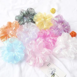 9pcs/lot Women Hair Ties Sets Candy Color Bright Organza Scrunchy Pack Bulk Schrunchy Lot Glitter Bling Hair Elastic