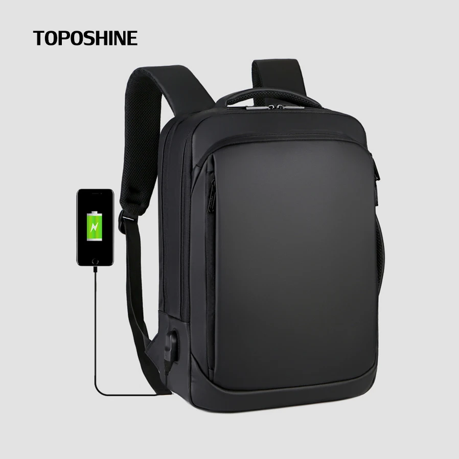 Toposhine Fashion Travel Men's Backpack Business Leisure Bags For Male Laptop Backpack USB Charging Backpacks Oxford Casual Bags