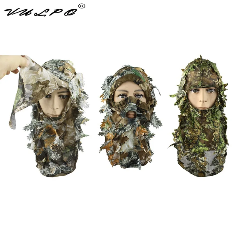 VULPO Outdoor Tactical Full Face Mask Hunting Cap Cycling Fishing Bionic Camouflage Hunting Mask Hood Balaclava Camou Hat