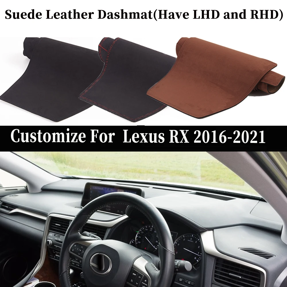 Accessories Suede Leather Dashmat Dashboard Cover Pad Dash Mat Carpet Car-styling For Lexus RX  RX300 RX350T RX450H 2016 -2021