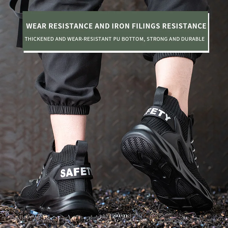 Chaussures de sécurité de haute qualité pour hommes, baskets légères respirantes et Anti-écrasement avec embout en acier Indestructible, bottes de travail Anti-perforation