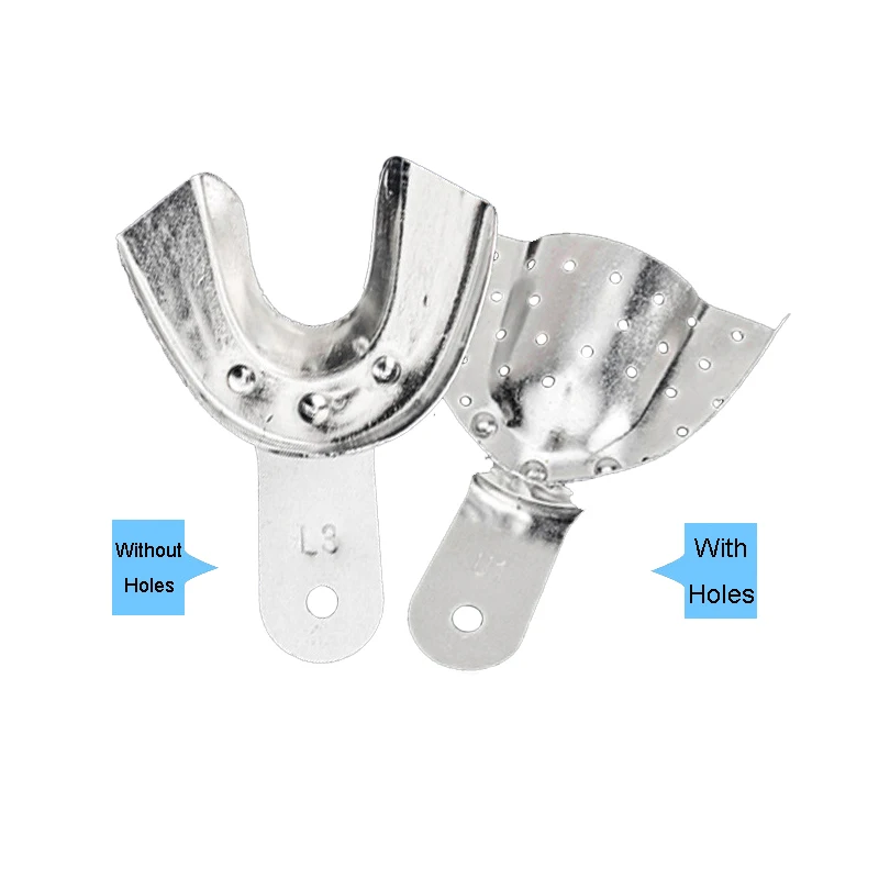 

5pairs Dental Impression Tray Aluminum Alloy Teeth Trays Autoclavable with hole or without hole For Dental Lab Instrnment