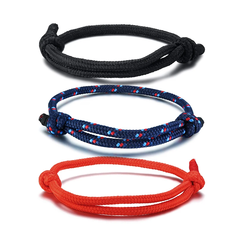 2022 Adjustable Umbrella Rope Material Simple Style And femme Tricolor  Bracelet For Women And Men Wear Accessories