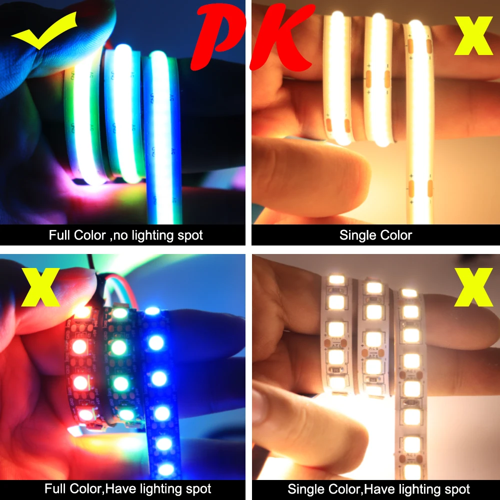 Pełnokolorowy pasek COB LED taki sam jak WS2812B SK6812 wysokiej gęstości indywidualnie adresowalny inteligentny kolor marzeń RGB COB Led DC5V