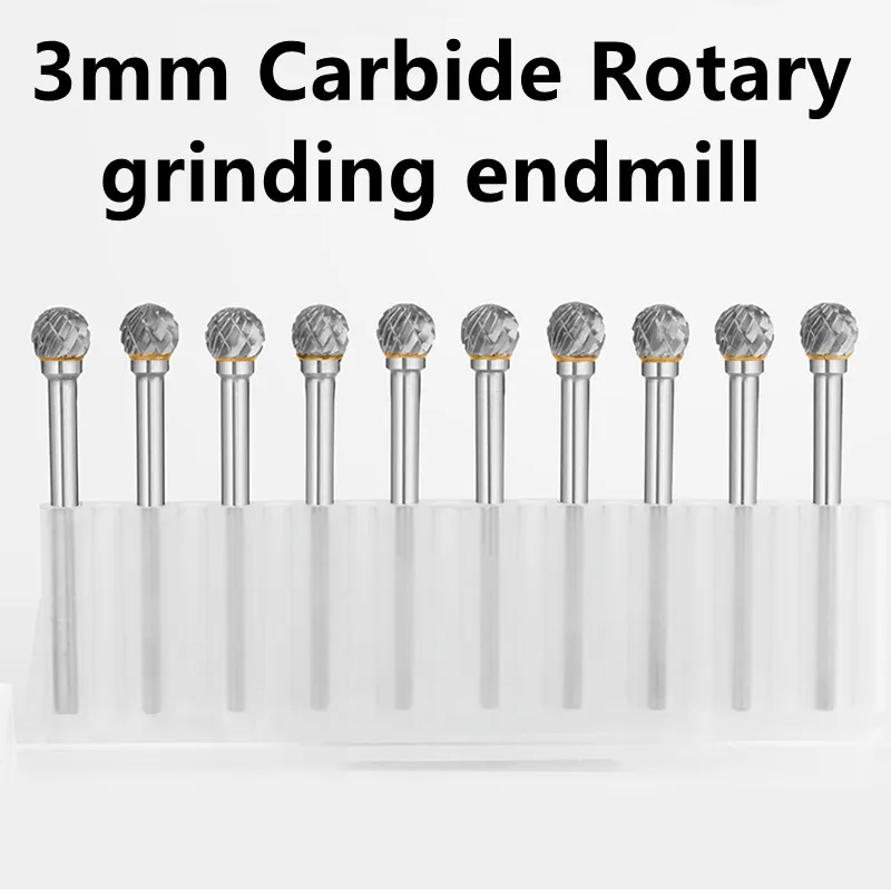 3mm Alloy Rotary File ball Tungsten Carbide Steel end milling Cutter wood Metal Grinding Head Carving Router burr drill Bit 1pc