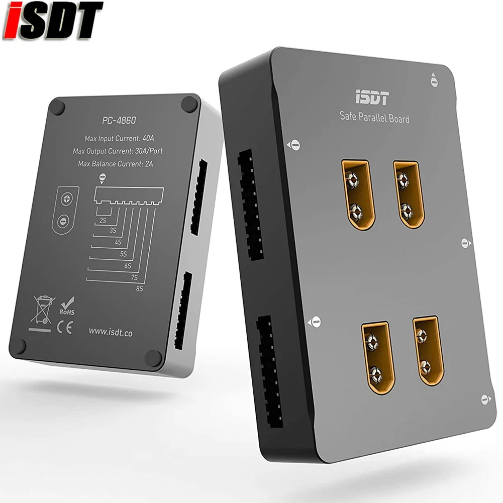 ISDT PC-4860 Lipo Battery Charger 1-8S XT60 Safe Parallel Charge Board Balance Charging Plate for RC Battery Charger Lithium Bat