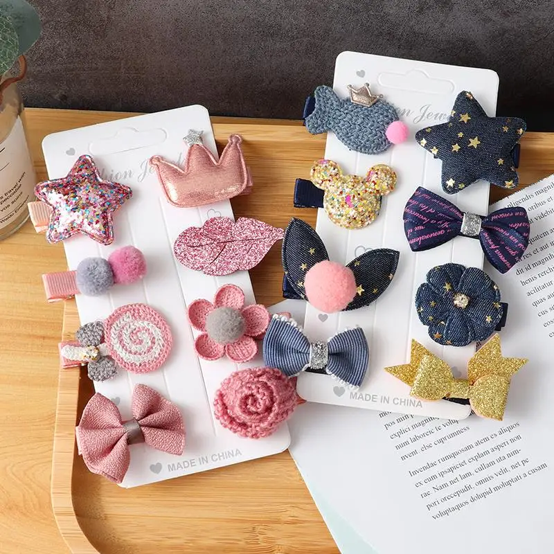 8Pcs/Set Girls Cute Hair clips Hair Accessories Bow Flower Animal  Hair bands Headwear Kids Cartoon Hairpins Headdress Ornaments