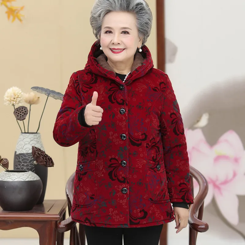 

Зимняя куртка для пожилых женщин среднего возраста, толстая теплая парка с хлопковой подкладкой и принтом, плотная парка для бабушки, куртка-парка, пальто 5XL W1664